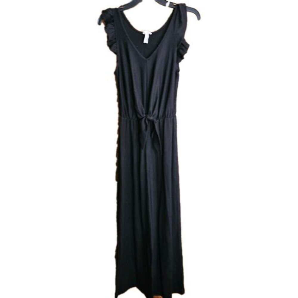 Caution To The Wind Jumpsuit Small Ribbed‎ Ruffle Sleeves Dark Academia Coquette